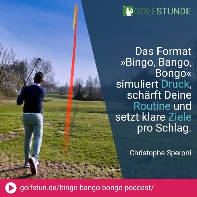 🎉 Zur 300. Podcast-Folge haben wir Bingo, Bango, Bongo gespielt – Spaß, Druck & klare Ziele pro Schlag.
🎉 Drei Punkte pro Bahn: Bingo = erster Ball auf dem Grün, Bango = nächster zur Fahne, Bongo = erster eingelocht.
🎉 Schon mal Bingo, Bango, Bongo gespielt – wie wäre Deine Taktik?