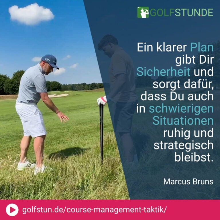 🗺️ Mit Strategie und Planung zu einer besseren Golfrunde!
🗺️ Denk vom Grün zurück und wähle sichere Schläge statt Risiko.
🗺️ Positioniere Dich beim Abschlag so, dass Du Gefahren vermeidest.
🗺️ Mit klugem Course Management spielst Du ruhiger und sicherer.
