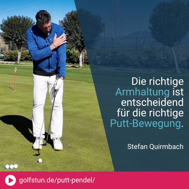 🤲 Viele Golfer putten mit falschem Knick im Handgelenk.
⚠️ Dadurch hebt der Ball ab statt sauber zu rollen.
✅ Der linke Arm bleibt während des Pendels immer gerade.
💡 Der Champagner-Tablett-Test zeigt Dir den richtigen Griff.
🎯 Mit stabiler Routine sinkst Du den Druck-Putts endlich ein.