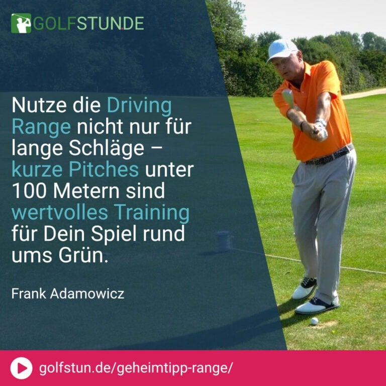 ⛳ Trainiere auf der Range auch Pitches unter 100 Metern für besseres Kurzspiel.
🏌️‍♂️ Nutze Sand Wedge, Gap Wedge und Pitching Wedge für verschiedene Höhen und Distanzen.
💡 Halber Schwung für mehr Kontrolle und konstantere Weiten.
💡 Variiere die Schwunggröße, nicht die Geschwindigkeit, für unterschiedliche Distanzen.