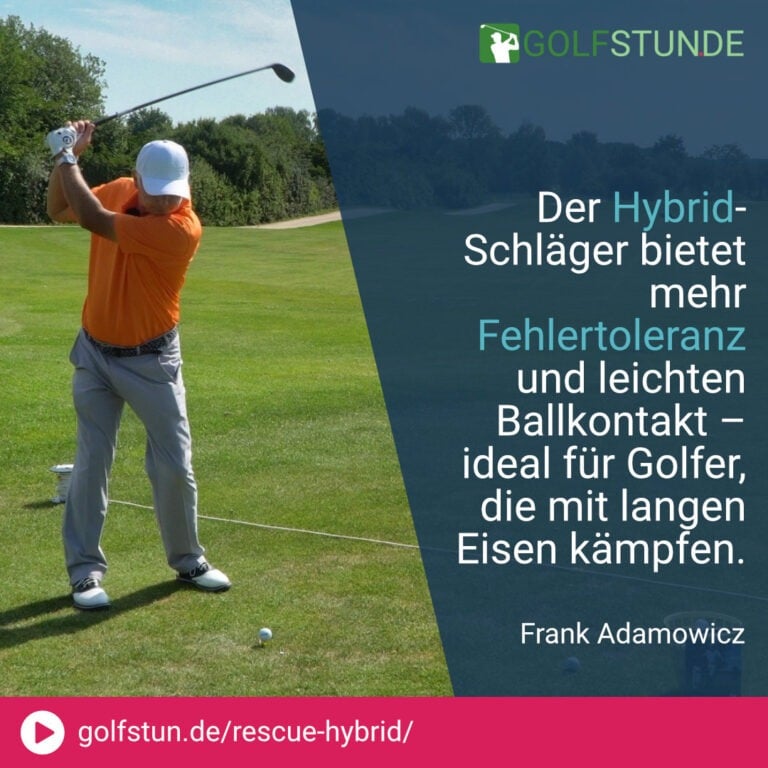 ⛳️ Hybrid-Schläger („Rescue“) bietet mehr Fehlertoleranz und erleichtert den Ballkontakt.
💡 Breite Sohle und runde Kopfform helfen, den Ball leichter in die Luft zu bringen.
💡 Verschiedene Lofts (17-34°) ersetzen lange und kürzere Eisen flexibel.
💡 Einfach wie ein mittleres Eisen schlagen – keine spezielle Technik nötig.
🏌️‍♂️ Perfekt für schwierige Lagen und als Allrounder auf dem Platz.