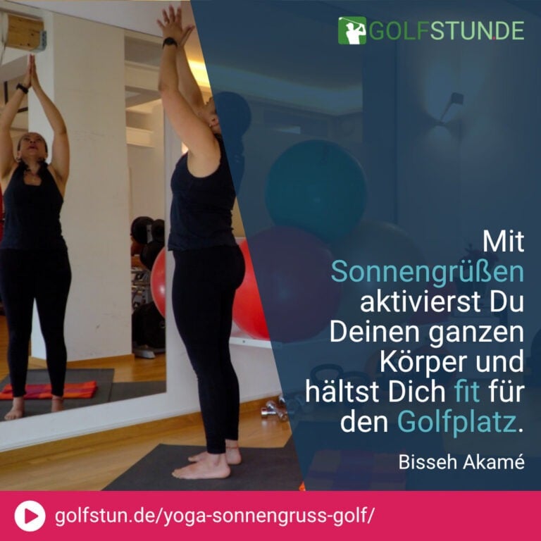 🧘‍♂️ Bereite Dich auf Dein Golfspiel mit einer dynamischen achtminütigen Yoga-Routine vor: Sonnengrüße (»Surya Namaskar«) beleben den Körper und schärfen den Geist.
🌅 Sonnengrüße sind ideal zum Aufwärmen, machen Muskeln geschmeidig und stärken Golf-relevante Muskelgruppen.
🌅 Fördert Atmung und Konzentration, essenziell für einen erfolgreichen Golftag.
⏰ Nutze die kurze Dauer von nur 8 Minuten für eine effektive Yoga-Session, ideal für morgens oder abends.
🏌️‍♀️ Verbessert die Haltung, unerlässlich für einen harmonischen und effizienten Golfschwung.
🌅 Regelmäßige Praxis stabilisiert die Wirbelsäule und fördert eine aufrechte Haltung, verbessert den Schwung und beugt Verletzungen vor.
🧘‍♂️ Geeignet für Yoga-Anfänger und Fortgeschrittene, steigert Flexibilität, Kraft und Konzentration.
🌅 Schau Dir das Video an, um zu sehen, wie Yoga Dein Golfspiel bereichern kann.
🌅 Entdecke weitere Yoga-Klassen für Golfer im Online-Kurs »Yoga für Golfer«.